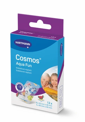 Cosmos Aqua Fun 2 velikosti vodotěsná náplast s dětskými motivy 12 ks