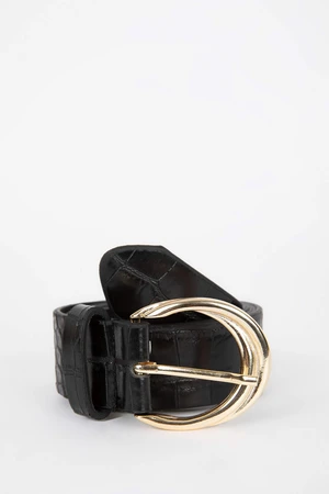 DEFACTO Woman Oval Buckle Faux Leather Classic Belt
