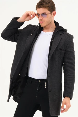 PLT8371 DEWBRRY MENS COAT-DIAGONAL ANTHRACITE