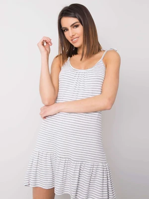 RUE PARIS White and gray cotton dress