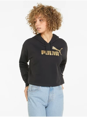 Black Women Patterned Cropped Hoodie Puma - Women