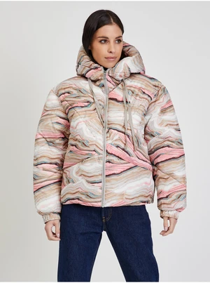 Pink-Beige Women Patterned Winter Quilted Jacket Tom Tailor - Women
