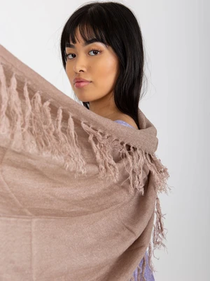 Lady's dark beige long scarf with fringe