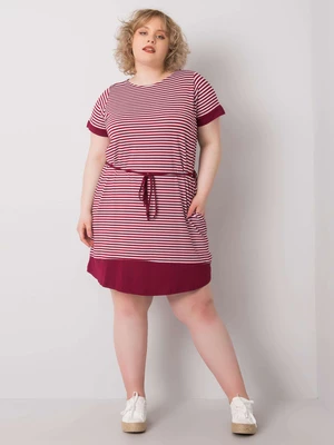 Lady's brown-and-white striped dress