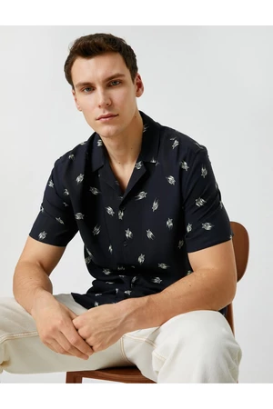 Koton Summer Shirt Short Sleeve Turn-down Collar Star Printed