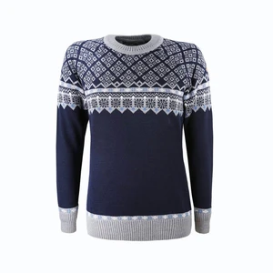 Dámský svetr KAMA 50% Merino - Norský vzor 5025 - modrý Velikost: M