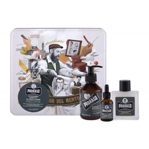 PRORASO Cypress & Vetyver Beard Wash darčeková kazeta šampón na fúzy 200 ml + balzam na fúzy 100 ml + olej na fúzy 30 ml + plechová dóza pre mužov