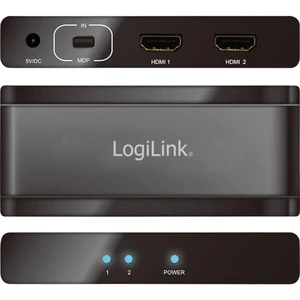 LogiLink  2 porty Mini DisplayPort splitter pripravené pre Ultra HD 3840 x 2160 Pixel čierna