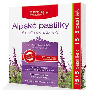 CEMIO Alpské pastilky šalvěj a vitamin C 15+5 pastilek ZDARMA