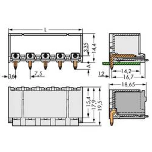 Konektor do DPS WAGO 2092-3423, 22.20 mm, pólů 3, rozteč 7.50 mm, 100 ks