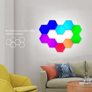 6pcs/10pcs RGB Colorful Honeycomb Light Touch Light Hexagonal Wall Light Quantum Light Bedroom Living Room Bedside Lamp