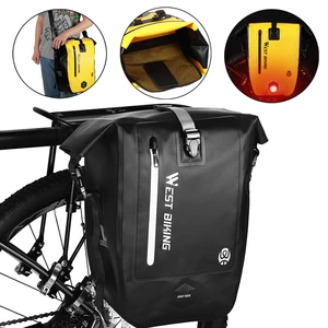 WEST BIKING 25L Full Waterproof Bike Rack Bag Bicycle Carrier Saddle Bag Pannier Trunk MTB Road Bike Luggage Bags Access