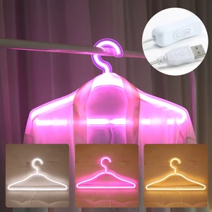 USB LED Neon Clothes Hanger PVC Neon Sign Night Light Colorful For Bedroom Home Wedding Party Decorative Xmas Gift Wardr