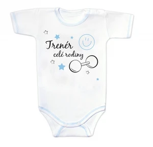 Body krátký rukáv s vtipným textem Baby Nellys, Trenér celé rodiny, vel. 74 (6-9m)