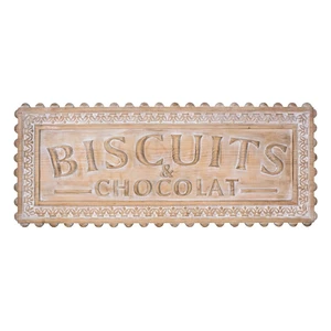 Nástenná ceduľa z borovicového dreva Antic Line Biscuits et Chocolat