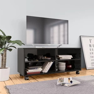 TV Cabinet with Castors High Gloss Black 35.4"x13.8"x13.8" Chipboard