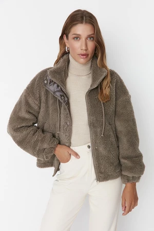 Trendyol Mink Oversized Plush Coat