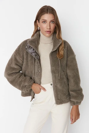 Trendyol Mink Oversized Plush Coat