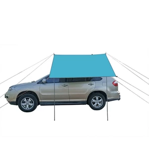 300*150cm Car Side Awning Rooftop Tent 210D Oxford Cloth Waterproof UV-proof Sunshade Canopy for Outdoor Camping Travel