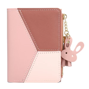 Tassels PU Leather Multi-Slots Short Money Bag Slim Card Holder Purse Wallet for Women and Ladies with Heart-Shaped Meta