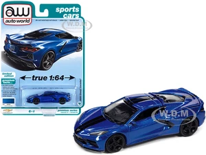 2020 Chevrolet Corvette Elkhart Lake Blue Metallic "Sports Cars" Limited Edition 1/64 Diecast Model Car by Auto World