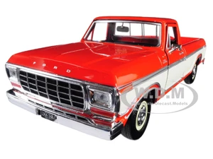 1979 Ford F-150 Custom Pickup Truck Orange and Cream 1/24 Diecast Model Car by Motormax