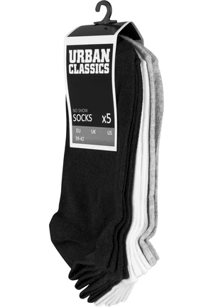 No Show Socks 5-Pack BLK/WHT/Gry