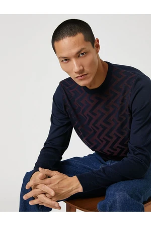 Koton Basic Knitwear Sweater Geometric Patterned Textured Crew Neck