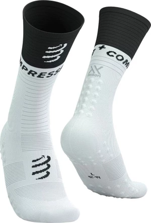 Compressport Mid Compression Socks V2.0 White/Black T1 Șosete pentru alergre