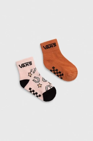 Detské ponožky Vans DROP V CLASSIC SOCK 2-pak hnedá farba