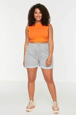 Trendyol Curve Gray Basic Knitted Shorts With Pocket Details