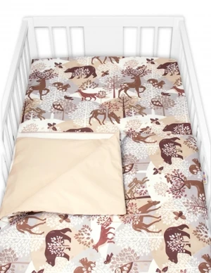 Povlečení do postýlky, 2D sada bavlna - Wild animals, Baby Nellys, hnědé, vel. 135x100