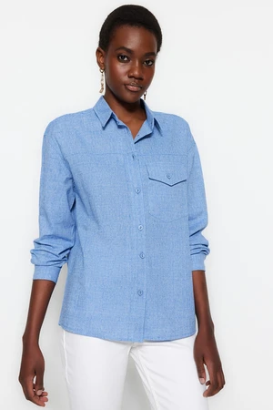 Trendyol Blue Woven Shirt with Pocket