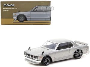 Nissan Skyline 2000 GT-R (KPGC10) RHD (Right Hand Drive) Silver Metallic "Global64" Series 1/64 Diecast Model Car by Tarmac Works