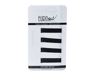 Vlnitá sponka Eurostil Profesional - 5 cm, čierna - 24 ks (01609/50)