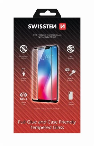 Tvrzené sklo Swissten Full Glue, Color Frame, Case Friendly pro Xiaomi Mi 9, černá