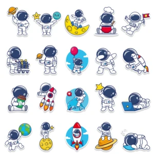 10/40Pcs Super Cute Astronaut Space Cartoon Stickers for Kids Waterproof Vinyl Space Explorer Stickers DIY Decors for Teens Room