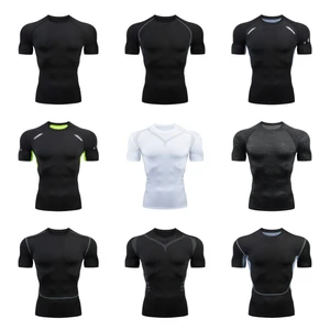 New Short Sleeve Men's Sports T-Shirt Summer Breathable Quick Dry Sports Top Bodybuilding Track suit Compression Shirt Fitness