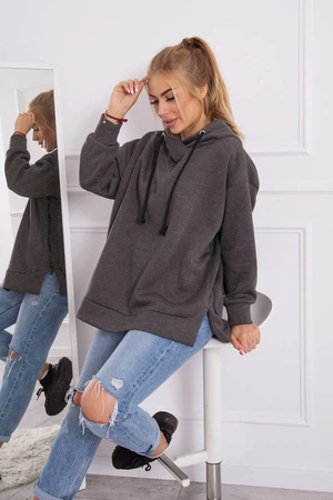 Insulated sweatshirt with zipper on the side graphite