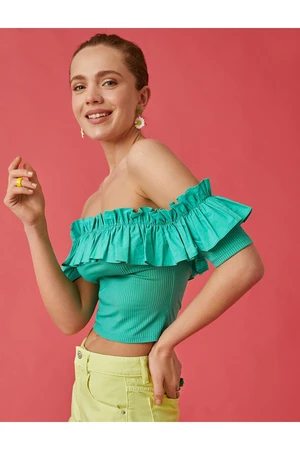 Koton Athlete Crop Off-Shoulder Ruffled