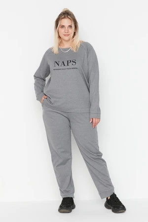 Trendyol Curve Gray Knitted Pajamas Set