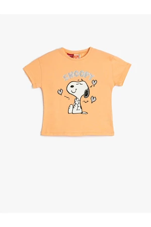 Koton Snoopy Licensed T-Shirt Short Sleeved Crew Neck Cotton