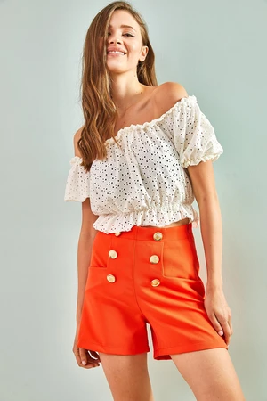 Bianco Lucci Women's 6-Button Pocket Shorts