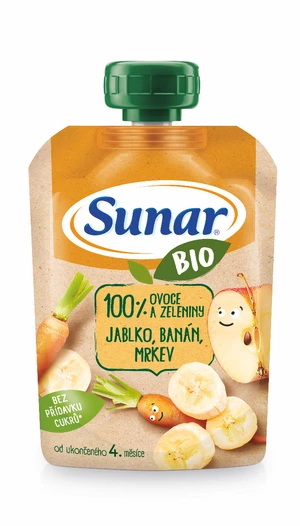 Sunar BIO Jablko, banán, mrkev kapsička 100 g