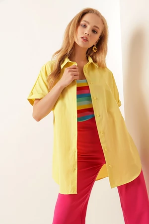 Bigdart 20120 Oversized Short Sleeve Shirt - Yellow