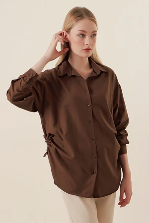 Bigdart 20132 Ruffles Oversized Shirt - Brown