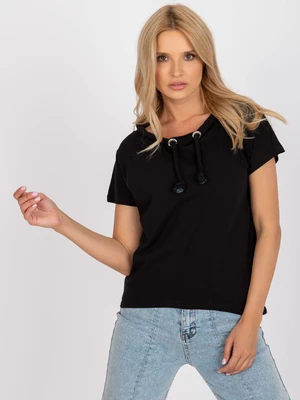 Black smooth basic blouse loose cut Antonine RUE PARIS