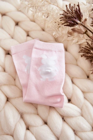 Youth Cotton Socks White Rabbit Pink