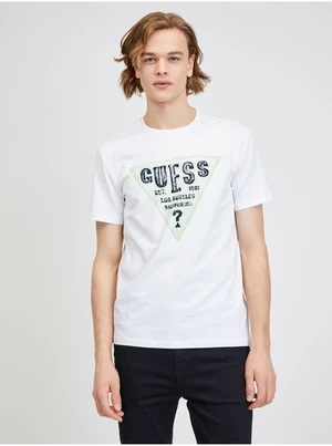 White Mens T-Shirt Guess Rusty - Men