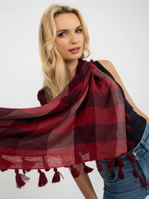 Lady's red scarf with fringe